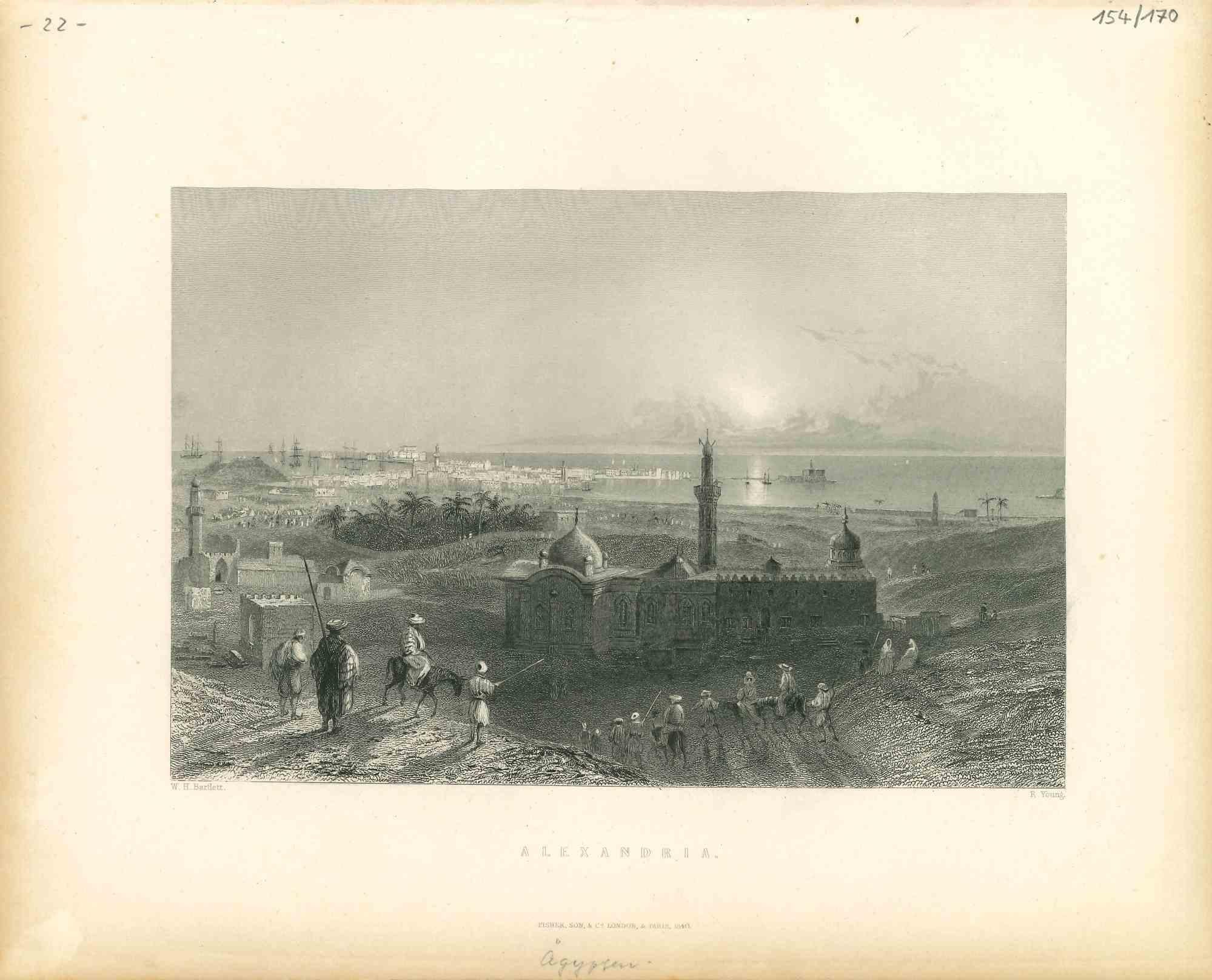 Unknown Landscape Print - Ancient View of Alexandria - Original Lithograph - Mid-19th Century
