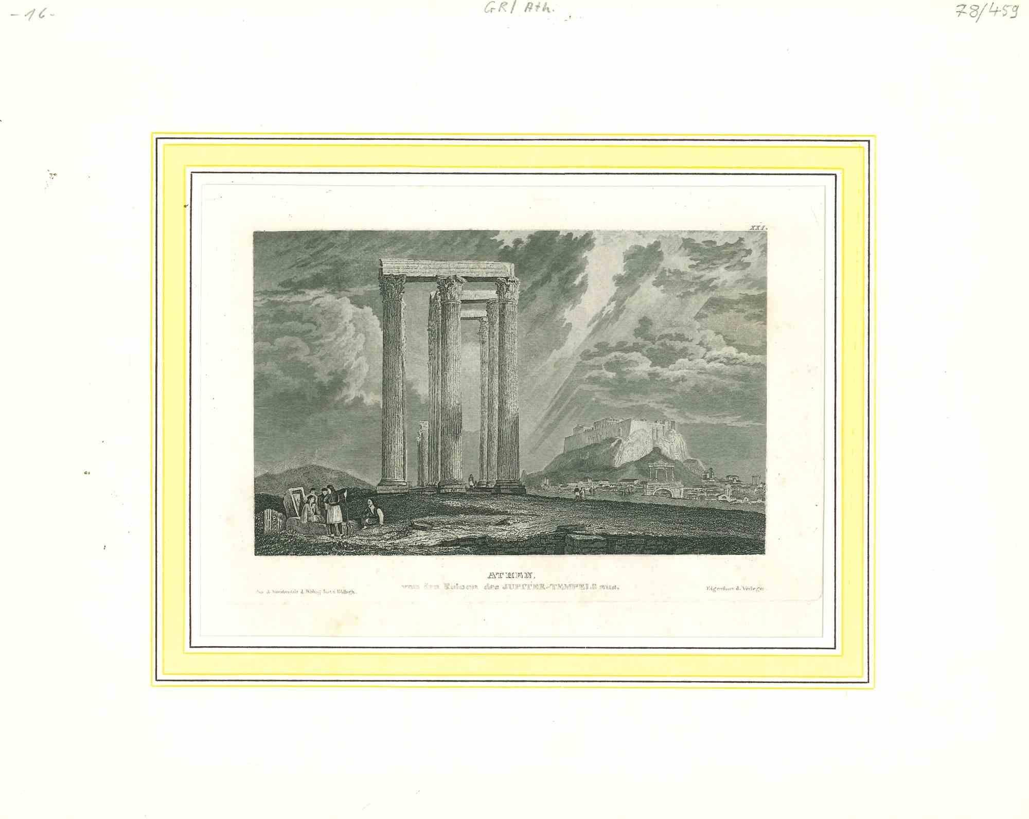 Ancient View of Athens -  Lithograph - Midy-19th Century