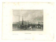 Ancient View of Buenos Aires - Original Lithograph - Early 19th Century