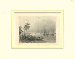 Ancient View of Calcutta - Original Lithograph - Half of the 19th Century
