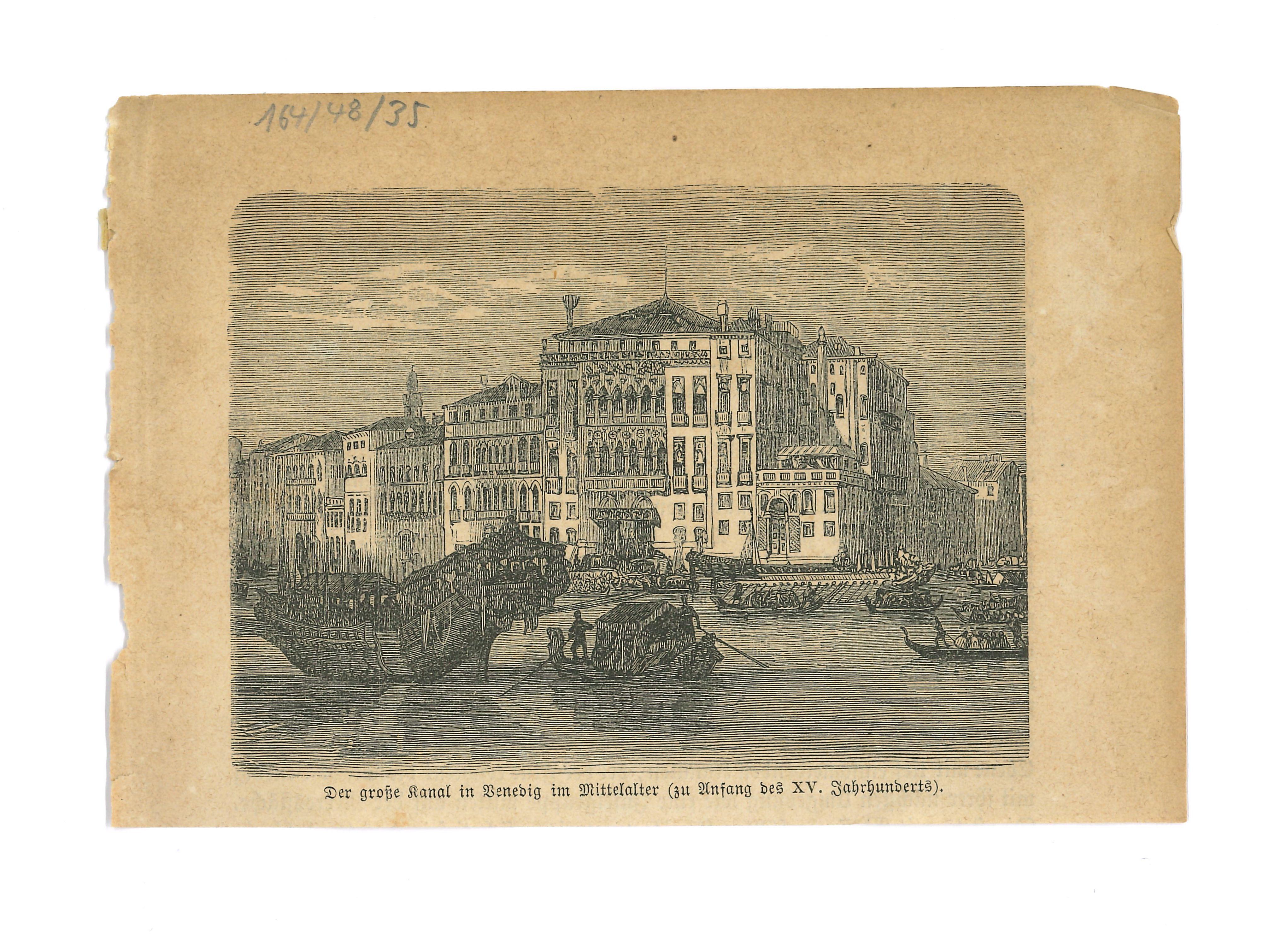 Unknown Figurative Print - Ancient View of Canal Grande, Venice - Original Lithograph - Early 19th Century