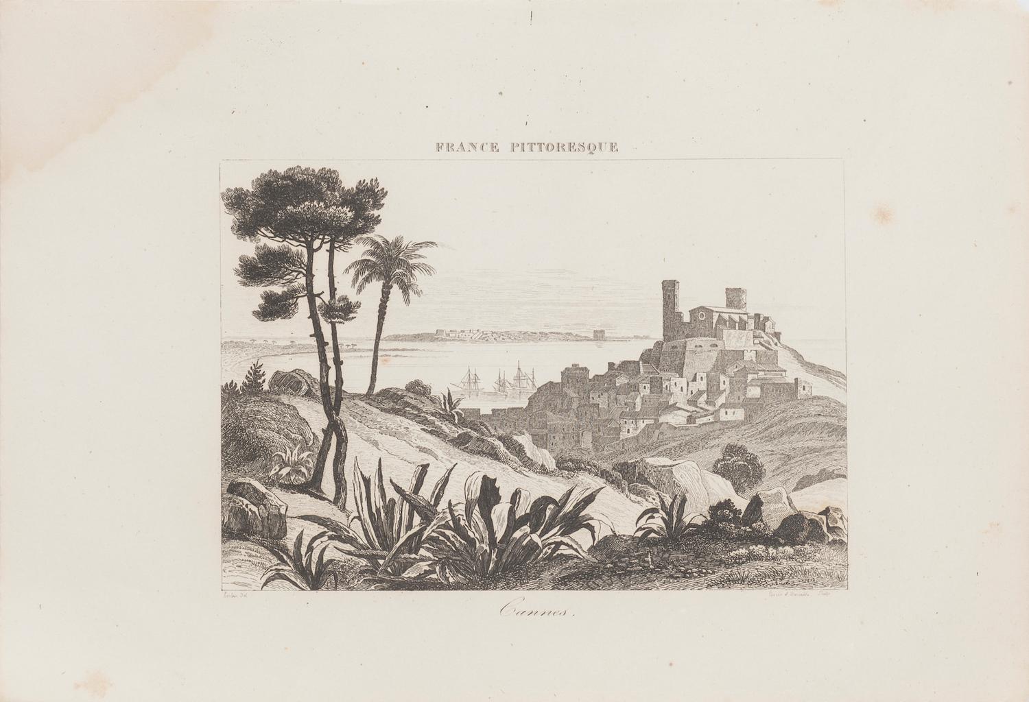Ancient View of Cannes - Original Etching - 19th Century