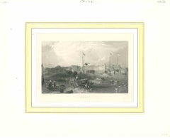 Ancienne vue de Canton - Lithographie originale sur papier - Milieu du 19e siècle