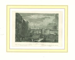 Ancient View of Castel Sant'Angelo- Original Lithograph on Paper - 1850
