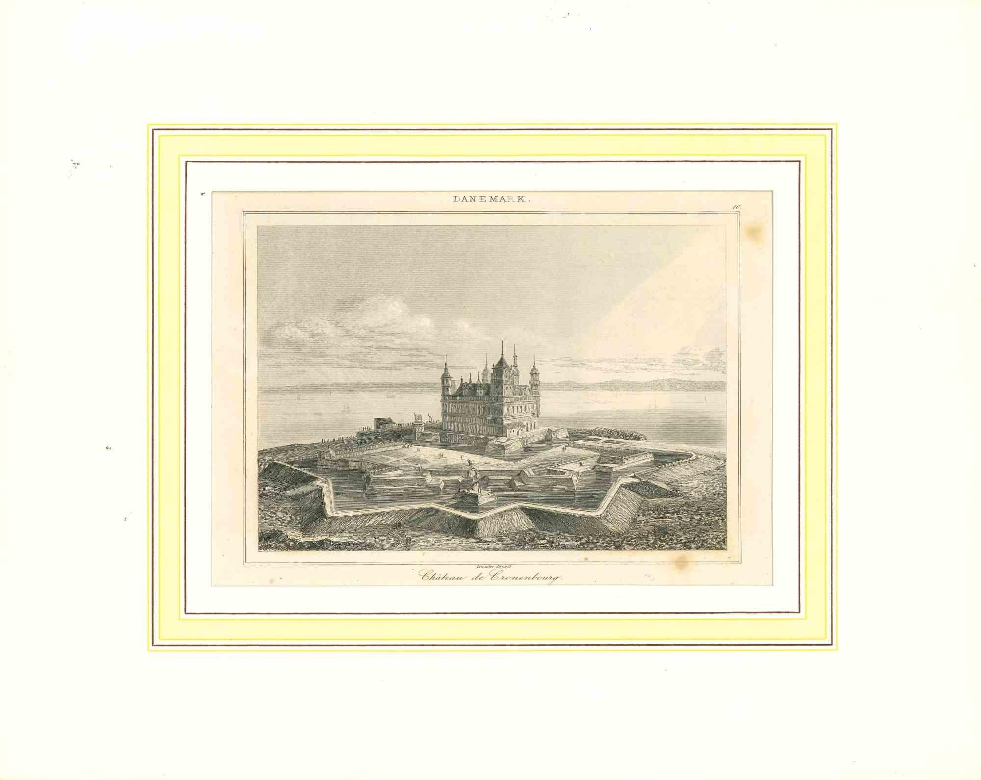 Figurative Print Unknown - Ancienne vue du château de Chronenbourg - Lithographie originale - Début du 19ème siècle