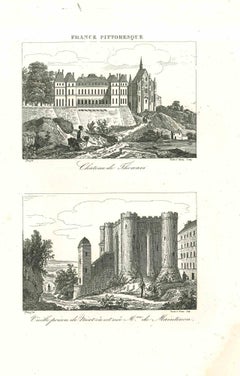 Antike Ansicht des Chateau de Touars - Originallithographie - 19. Jahrhundert