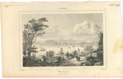 Ancient View of Christiania - Original Lithograph on Paper - Early 19th Century