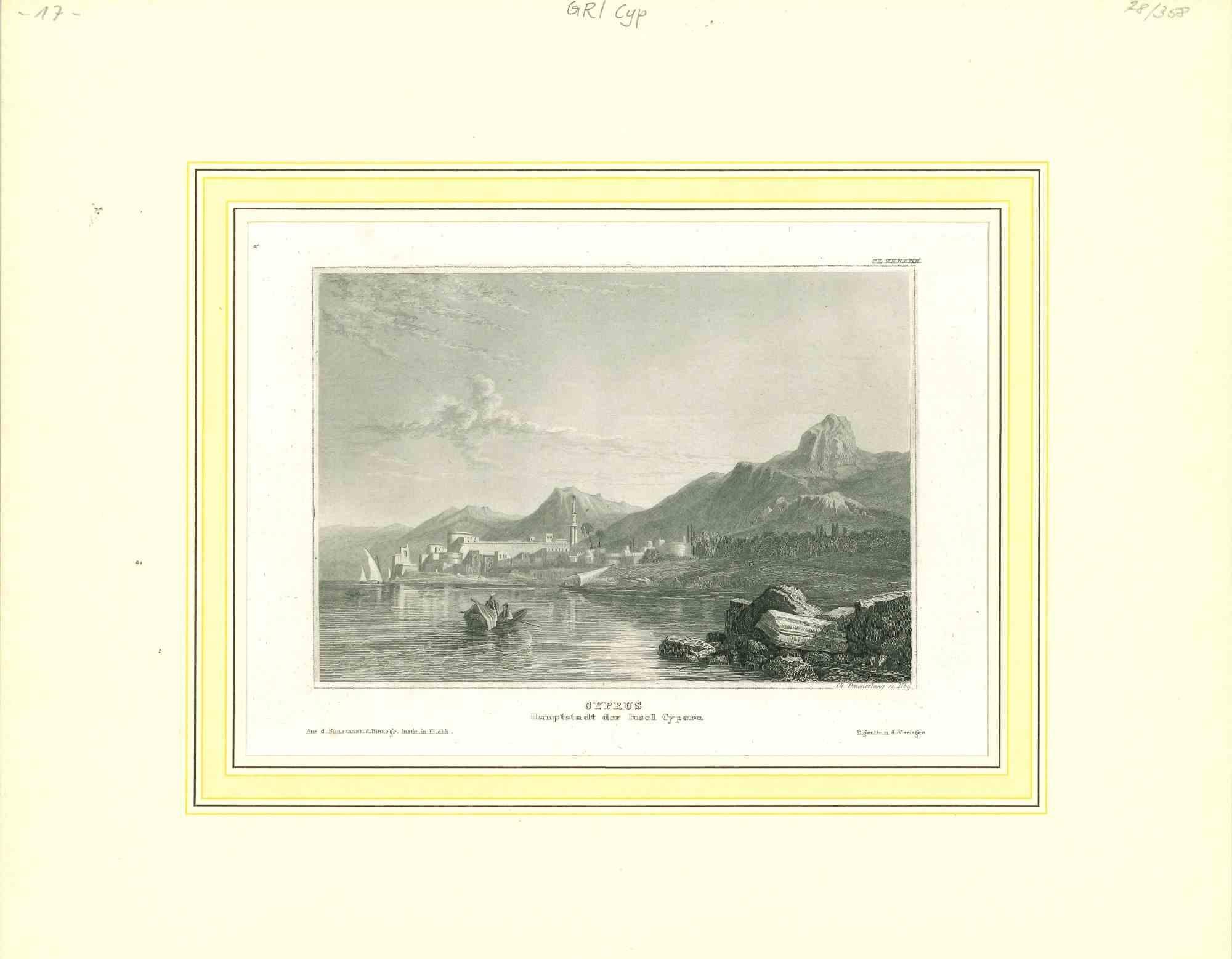 Unknown Figurative Print - Ancient View of  Cyprus - Lithograph - Mid-19th Century