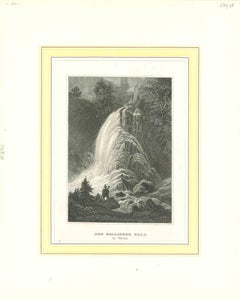 Ancient View of Der Gollynger Fall - Original Lithograph - Early 19th Century