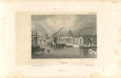 Antike Ansicht von Dublin - Originallithographie - Mitte des 19. Jahrhunderts