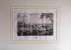 Antique Ancient View of Dublin - Original Lithograph - Mid-19th Century