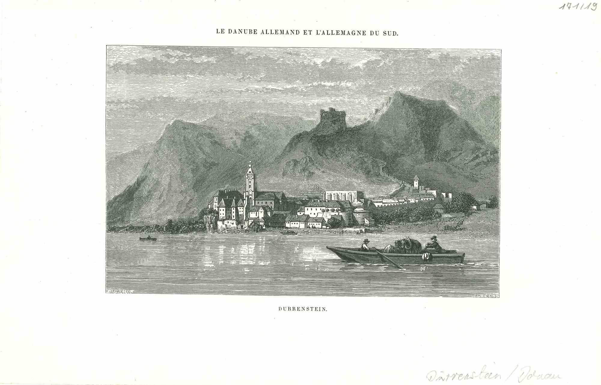 Unknown Figurative Print - Ancient View of Durrenstein - Original Lithograph - Mid-19th Century