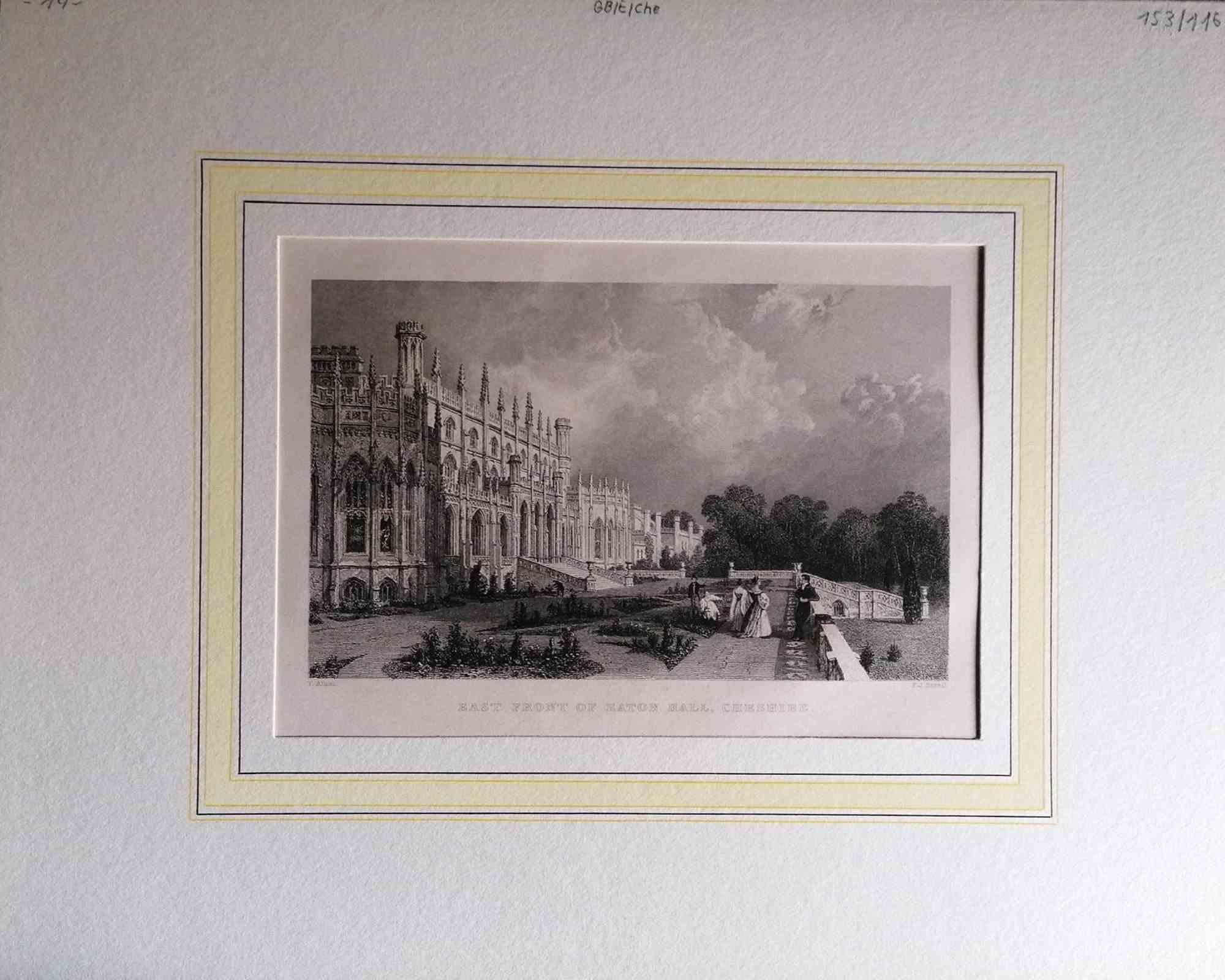 Unknown Figurative Print - Ancient View of Eaton Hall - Original Lithograph - Mid-19th Century