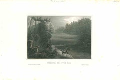 Ancient View of Erie-Canal - Original Lithograph - Mid-19th Century
