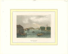 Antike Ansicht von Eskilstuna - Originallithographie - Mitte des 19. Jahrhunderts