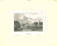 Antike Ansicht von Eskilstuna - Originallithographie - Mitte des 19. Jahrhunderts