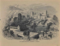 Ancient View of Granada - Original Lithograph - 19th Century