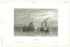 Antike Ansicht von Havre - Originallithographie - Mitte des 19. Jahrhunderts