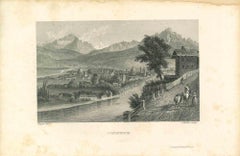 Ancient View of Innsbruck - Original Lithograph - Mid-19th Century