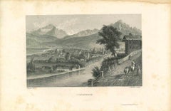 Antike Ansicht von Innsbruck - Originallithographie - Mitte des 19. Jahrhunderts