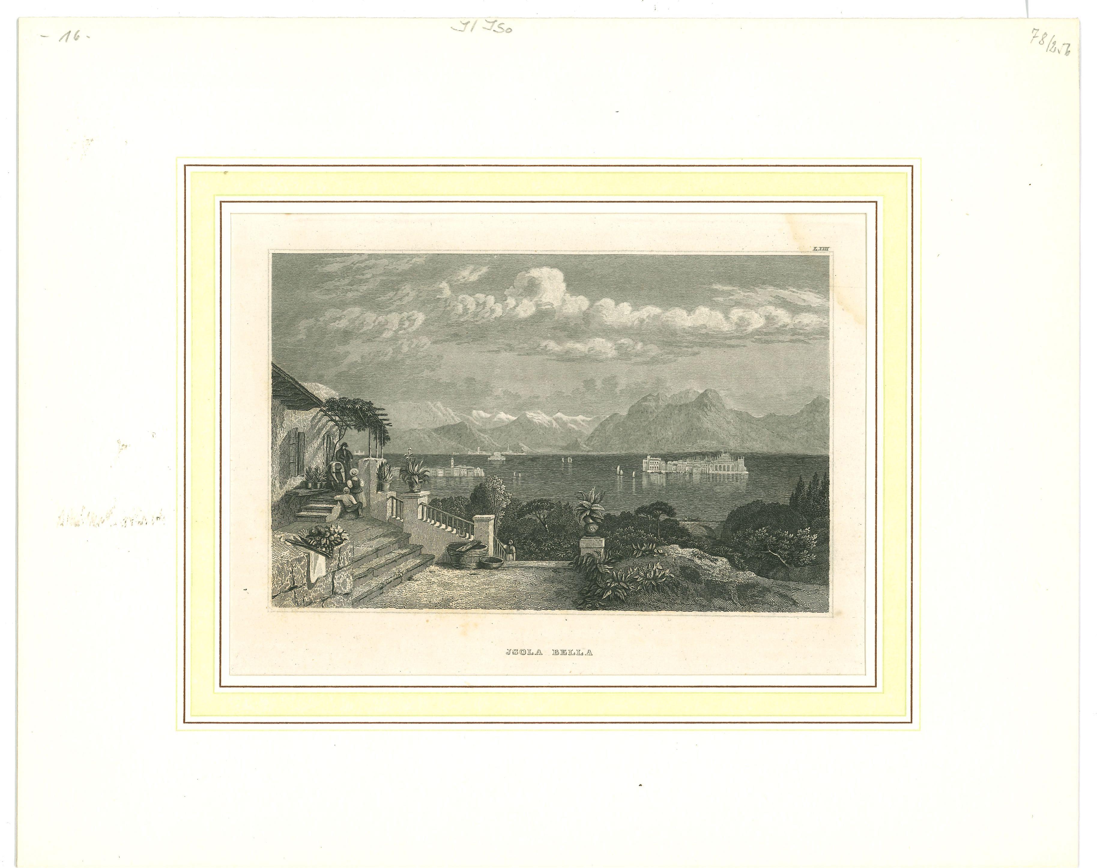 Unknown Landscape Print - Ancient View of Isola Bella - Original Lithograph - Early 19th Century