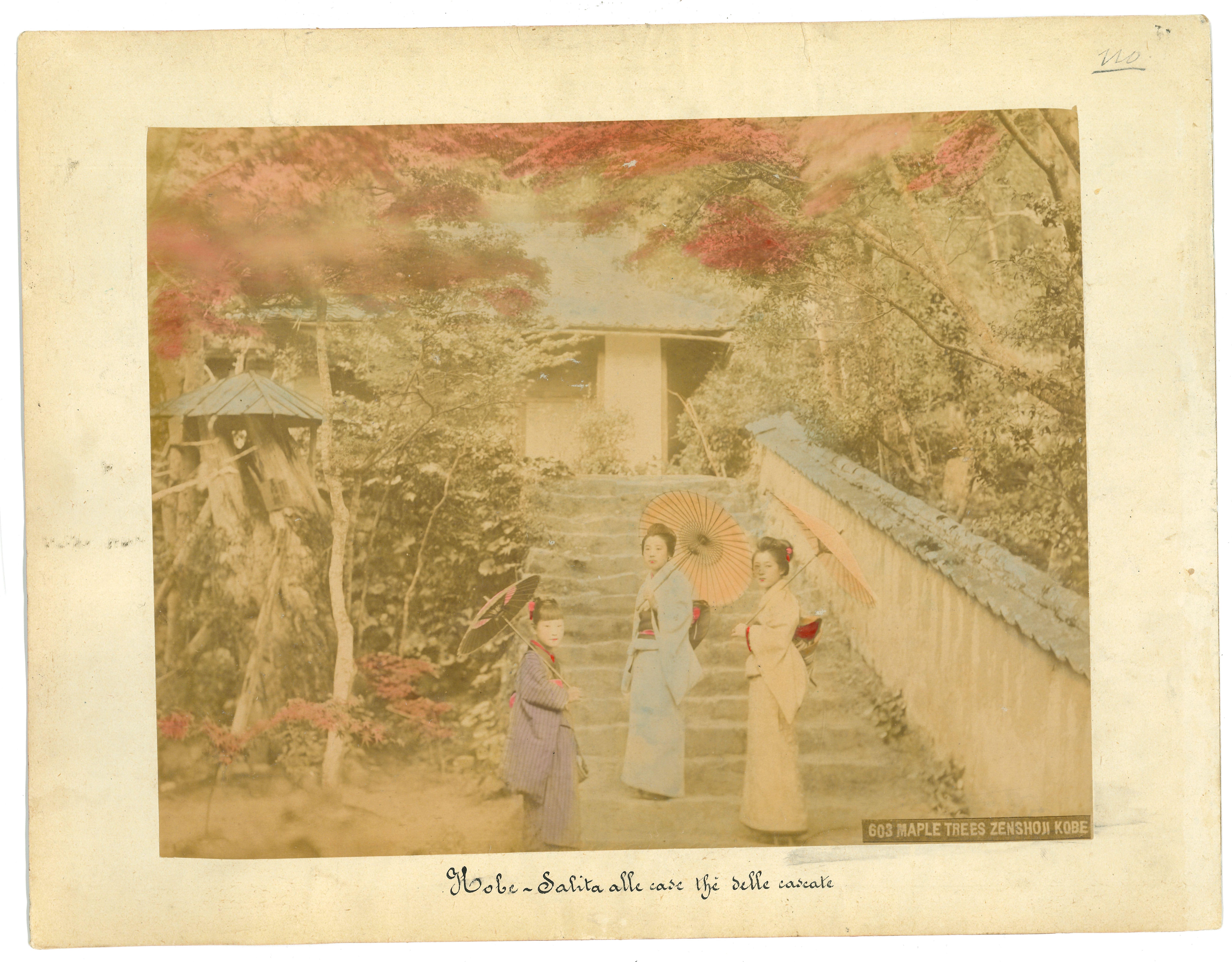 Unknown Landscape Print - Ancient View of Kobe - Vintage Albumen Print - 1890s