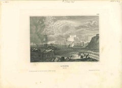 Ancient View of La Valetta - Original Lithograph - Early-19th Century