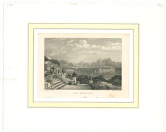 Ancienne vue du Lago Maggiore - Lithographie sur papier - Milieu du 19e siècle