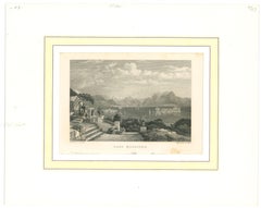 Antigua vista del Lago Mayor - Litografía sobre papel - Mediados del siglo XIX