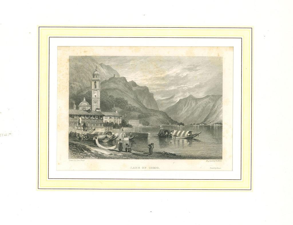 Unknown Landscape Print - Ancient View of Lake of Como - Original Lithograph on Paper - 19th Century