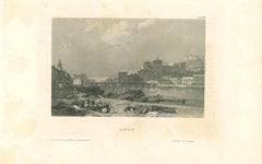 Antique Ancient View of Lyon - Original Lithograph - Mid-19th Century