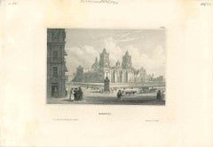 Ancient View of Mexico City - Original Lithograph - Early 19th Century