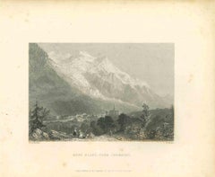 Ancient View of Mont Blanc - Original Lithograph - Mid-19th Century