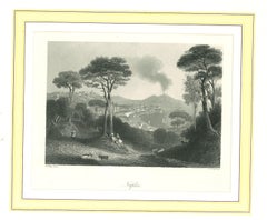 Antique Ancient View of Naples - Original Lithograph on Paper - 1850