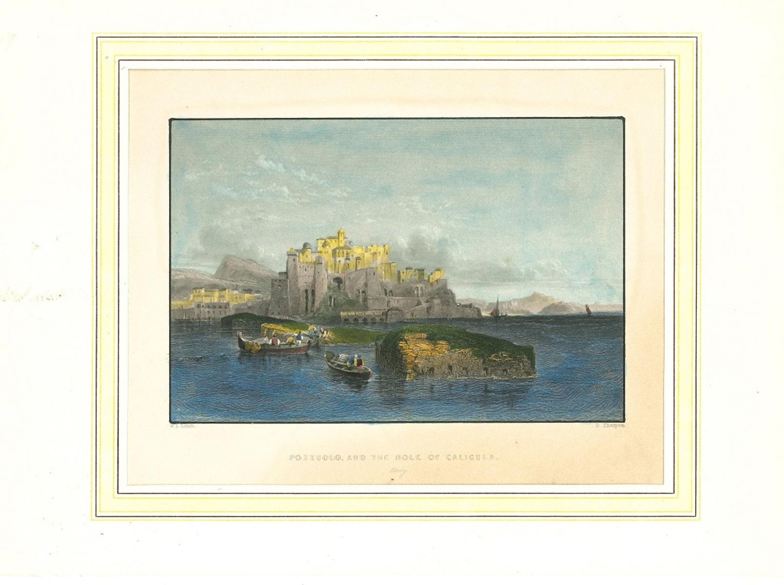Unknown Landscape Print – Antike Ansicht von Pozzuolo - Originallithographie auf Papier - 19. Jahrhundert