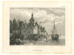 Ancient View of Rotterdam - Original lithograph - 1850s