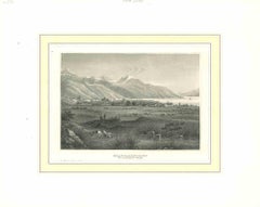 Ancient View of Salt Lake City - Original Lithograph - Early 19th Century