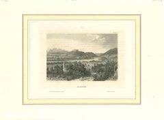 Ancient View of Salzburg  - Original Lithograph on Paper - Early 19th Century