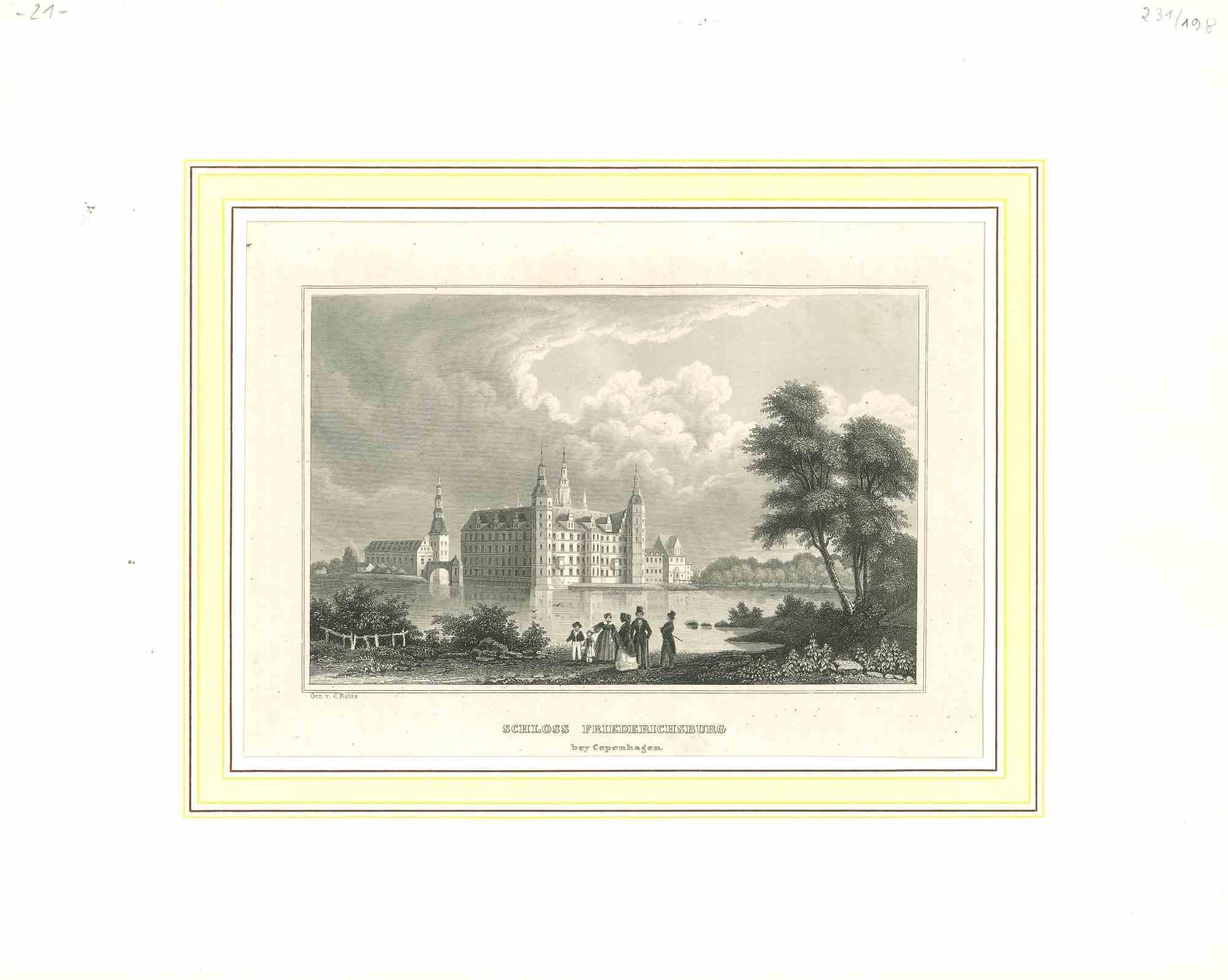  Ancient View of Schloss Friederichsburg - Lithograph on Paper - Early 1800