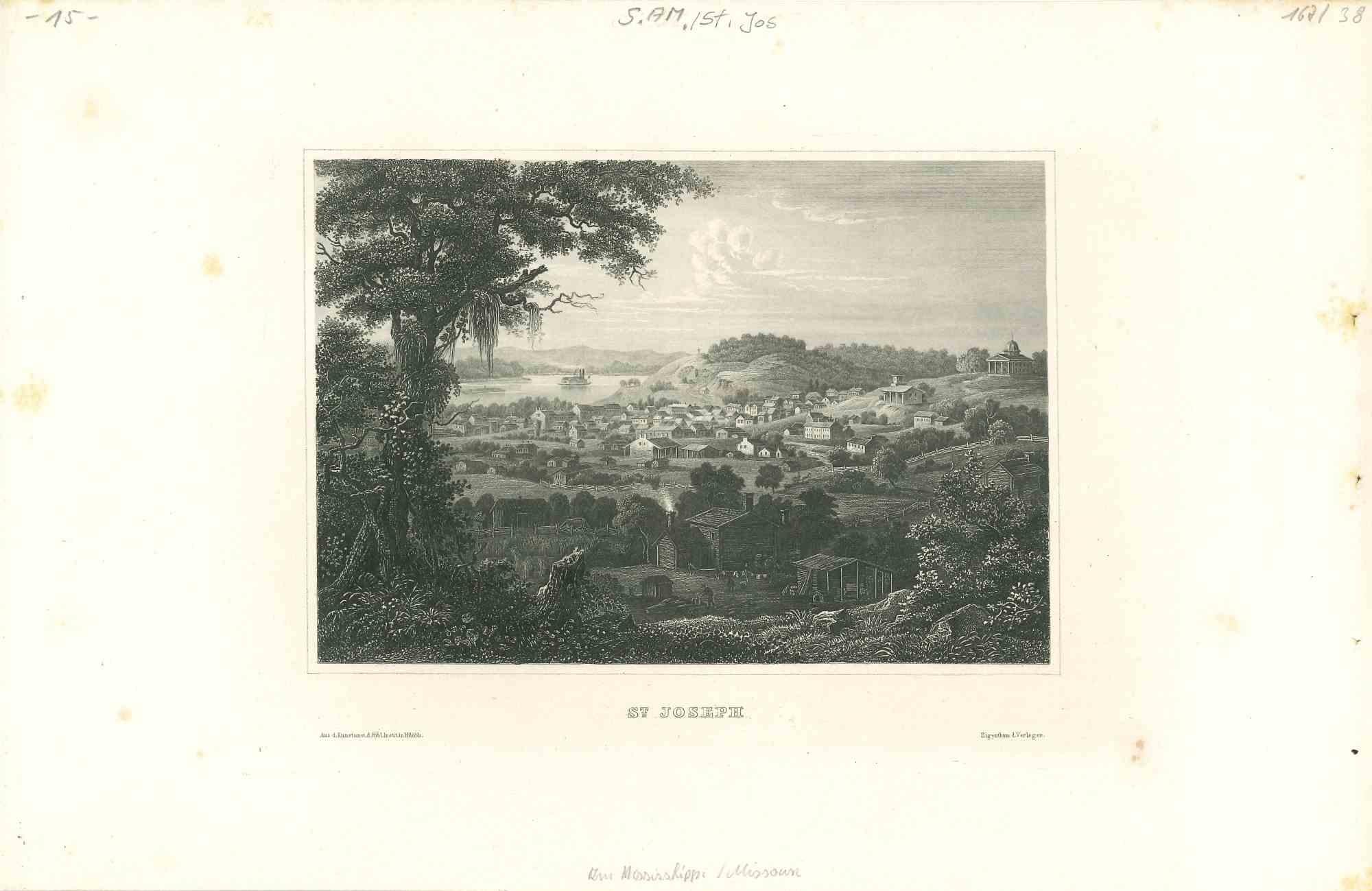 Figurative Print Unknown - Ancienne vue de Saint Joseph - Lithographie originale - Début du 19ème siècle