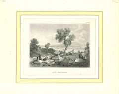 Antique Ancient View of the Bosphorus - Original Lithograph - Half of the 19th Century