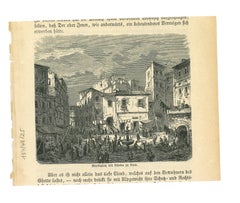 Antica veduta del Ghetto di Roma - Litografia originale su carta - XIX secolo