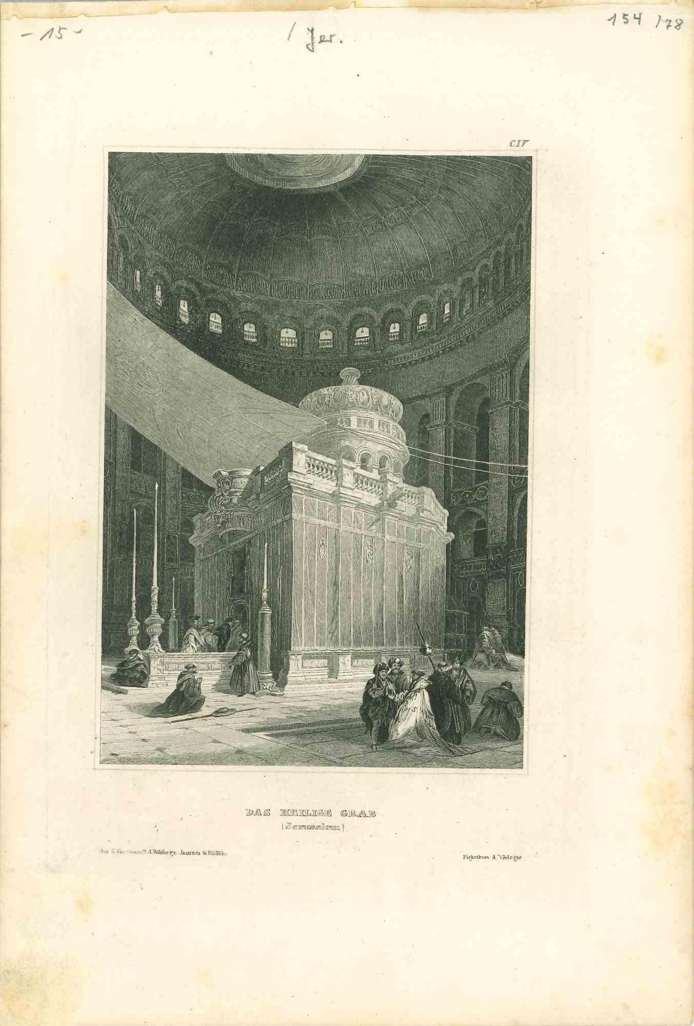 Ancient View of the Holy Grave - Original Lithograph - Mid-19th Century