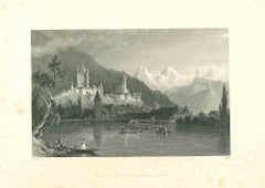Vintage Ancient View of Thun - Original Lithograph - Mid-19th Century