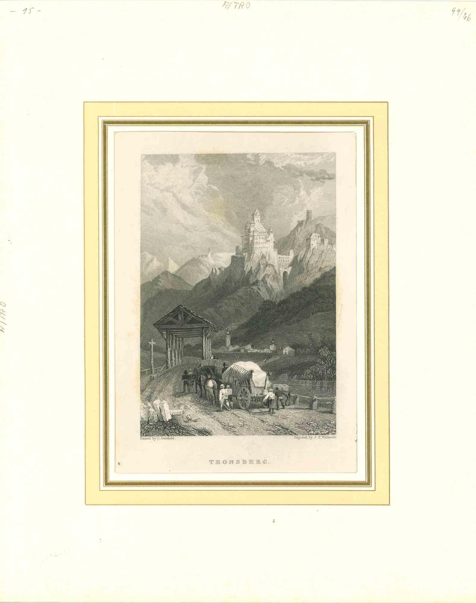 Unknown Figurative Print - Ancient View of Tronsberg - Original Lithograph - Mid-19th Century