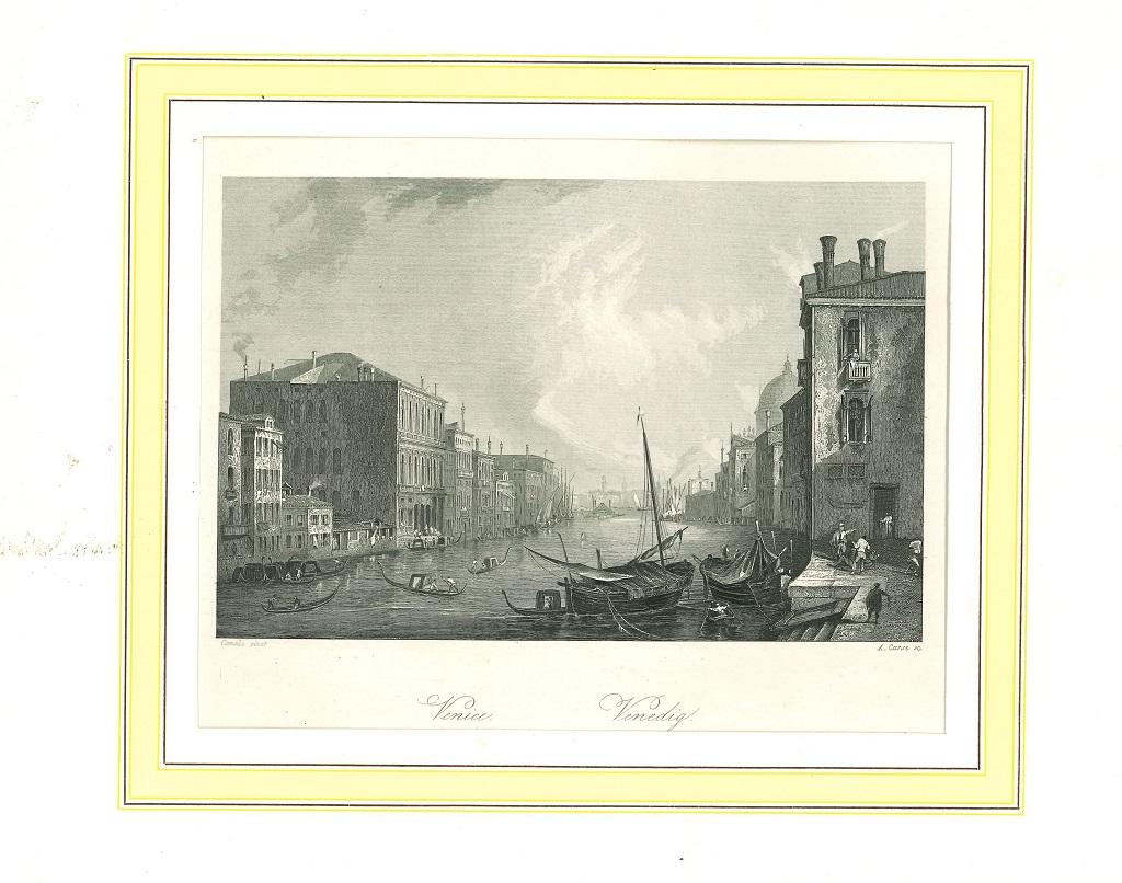 Unknown Landscape Print - Ancient View of Venice - Lithograph on Paper - 19th Century