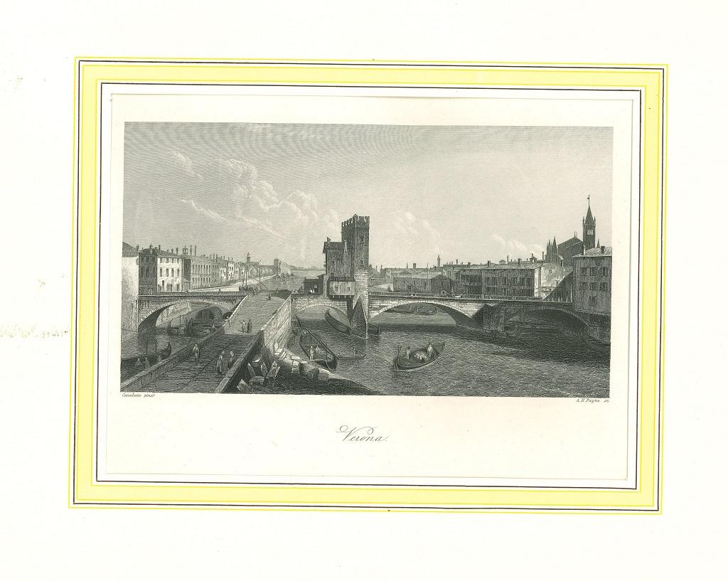 Unknown Figurative Print - Ancient View of Verona - Lithograph on Paper - 19th Century