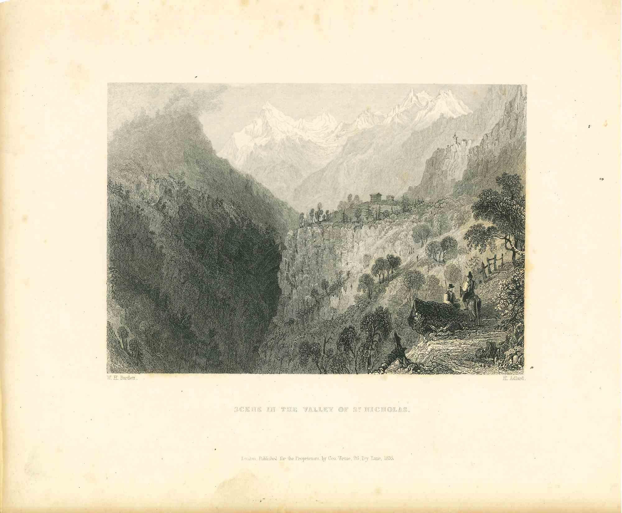 Unknown Figurative Print - Ancient View ofValley of St. Nicholas - Original Lithograph - Mid-19th Century