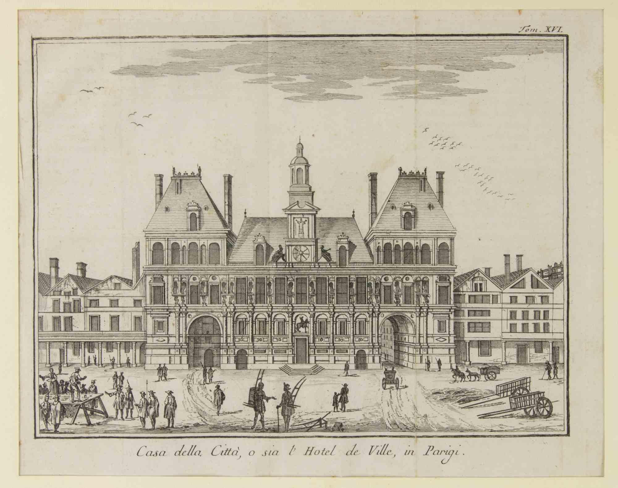 Ancient Views of Paris - Etching - 1748 - Print by Unknown