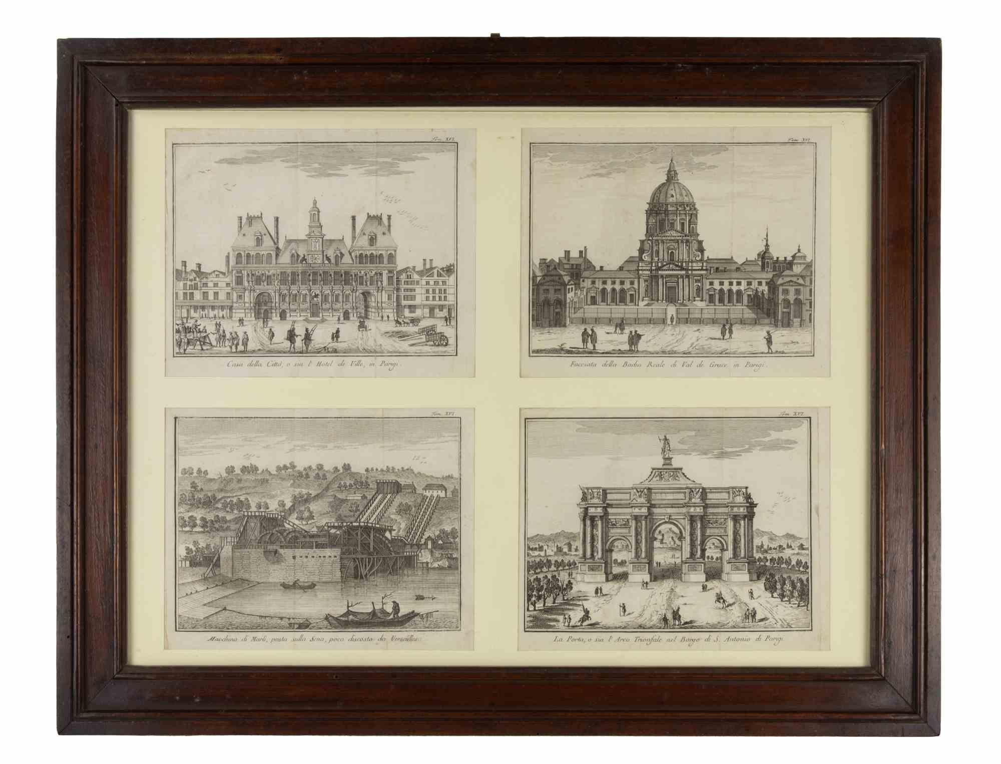 Des vues anciennes de Paris - gravure - 1748